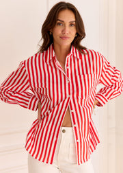 Chemise rayée rouge blanc