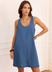 Robe évasée en denim