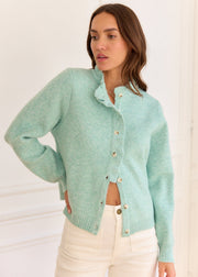 Gilet vert Vania — vue portée de trois-quarts