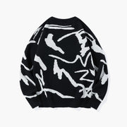 Pull col rond contrastant noir — pièce isolée, vue de dos