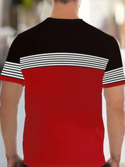 Ensemble t-shirt sport short rouge — gros plan du dos du t-shirt à blocs de couleur