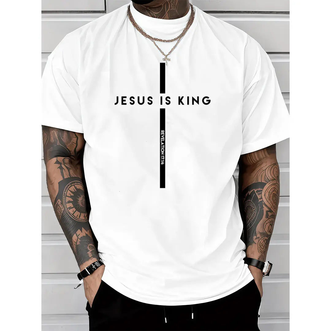 T-shirt blanc imprimé, vue portée de face