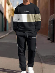 Ensemble sweat patchwork et jogging noir — vue portée en pied