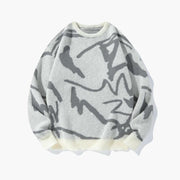 Pull col rond contrastant crème — pièce isolée, vue de face