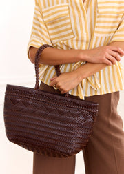 Sac tressé cuir végétal marron