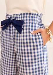 Pantalon vichy bleu volanté