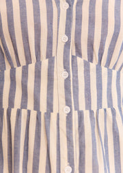 Robe mi-longue rayée bleue