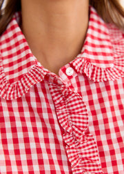 Chemise vichy rouge volantée