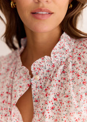 Blouse fleurie à manches courtes