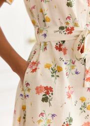 Robe beige fleurie