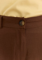 Pantalon chocolat taille haute pinces