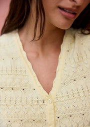 Top maille viscose jaune col V