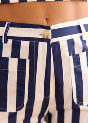 Pantalon rayé marine coupe large