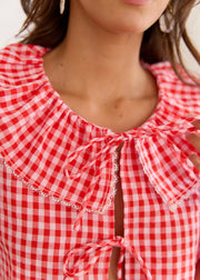 Top vichy corail à nouer