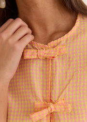 Blouse péplum à carreaux