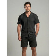 Ensemble top ajouré short noir — vue portée en pied, de face