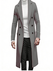 Manteau croisé à revers crantés gris clair — vue portée de face