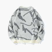 Pull col rond contrastant crème — pièce isolée, vue de dos