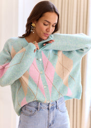 Gilet vert rose Gilles — vue portée de profil