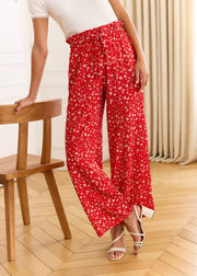 Pantalon fleuri rouge fluide