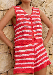 Short rouge en crochet