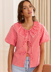 Top vichy corail à nouer