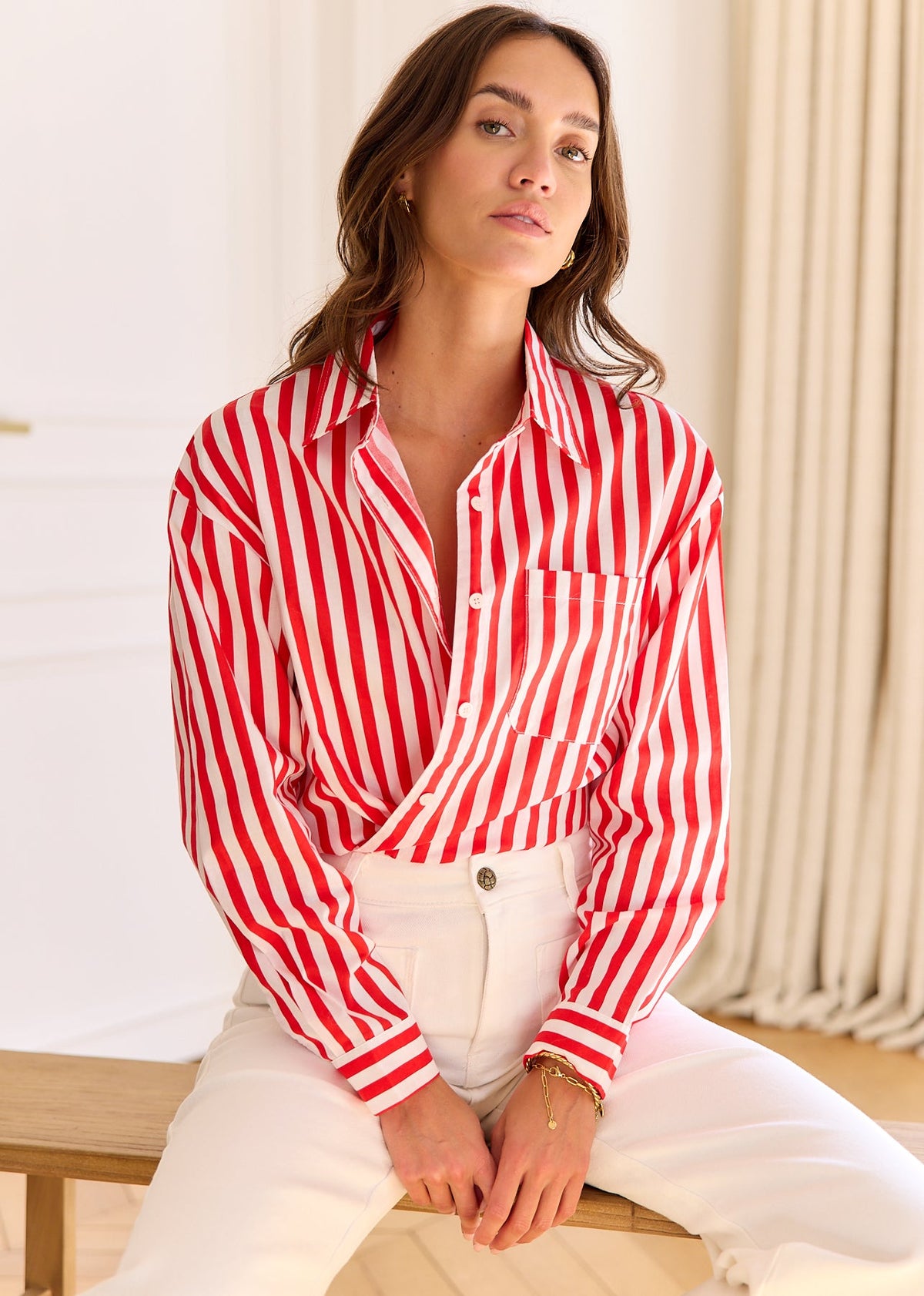 Chemise rayée rouge blanc