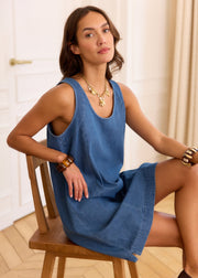 Robe évasée en denim