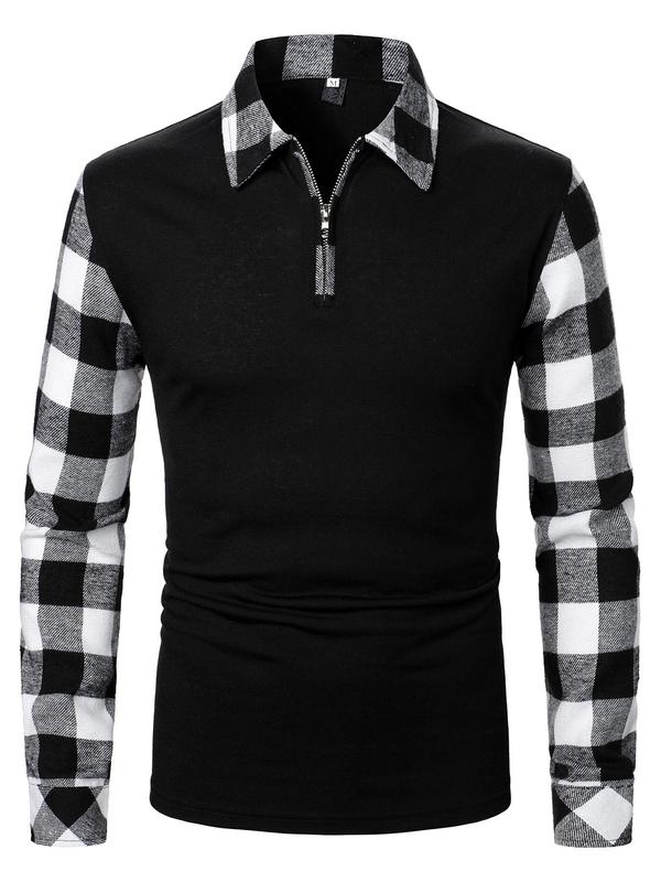Polo demi-zip motif carreaux