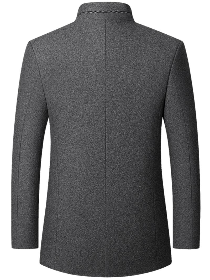 Manteau à col montant gris moyen, vue de dos