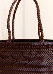 Sac tressé cuir végétal marron