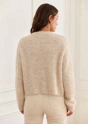 Gilet beige laine col rond — vue de dos