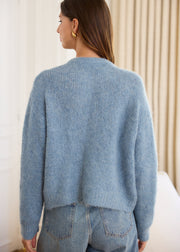 Gilet laine col rond boutons nacrés — vue de dos