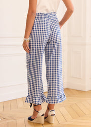 Pantalon vichy bleu volanté