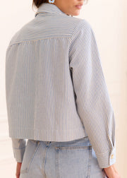 Veste rayée bleu blanc ample marinière