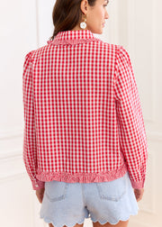 Chemise vichy rouge volantée