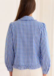 Chemise vichy bleu volantée