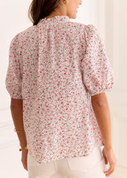 Blouse fleurie à manches courtes