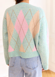 Gilet vert rose Gilles — vue portée de dos