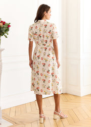 Robe beige fleurie