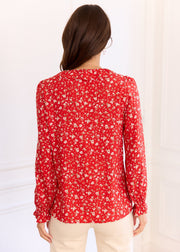 Blouse rouge fleurie