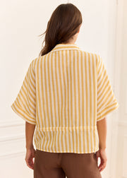 Blouse rayée jaune poches à rabats