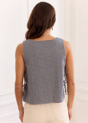Top vichy marine encolure carrée