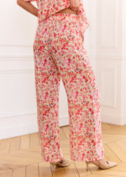 Pantalon fleuri rose viscose