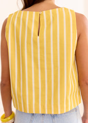 Top jaune rayé larges bretelles