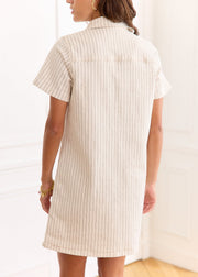 Robe crème rayée noire