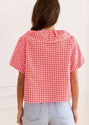 Top vichy corail à nouer