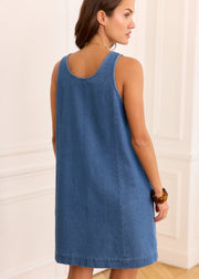 Robe évasée en denim