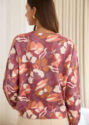 Pull prune à motifs