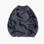 Pull col rond contrastant gris foncé — pièce isolée, vue de face